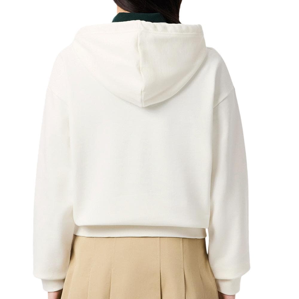 Sweat à Capuche Blanc Femme Lacoste polaire surdimensionné 2