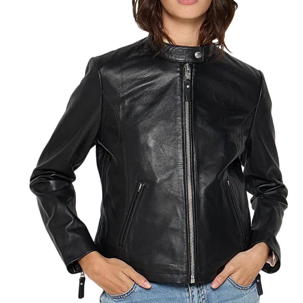 Veste en Cuir Noir Femme Schott Lola 1