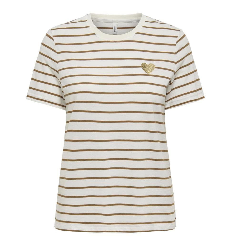 T-Shirt Blanc/Camel Femme Only Liva 1