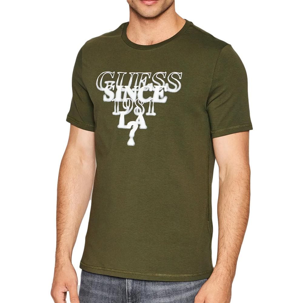 T-shirt Kaki Homme Guess Blurry 1