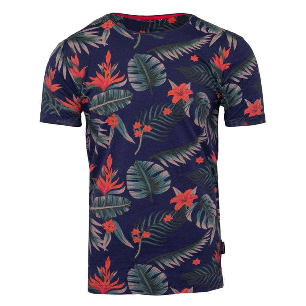 T-shirt Marine/Rouge Homme La Maison Blaggio Fleur 1