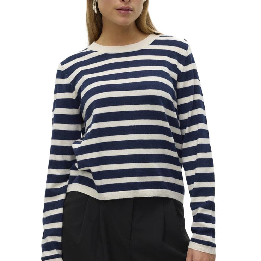 Pull Rayure Marine/Écru Femme Vero Moda Fantastic Button 1