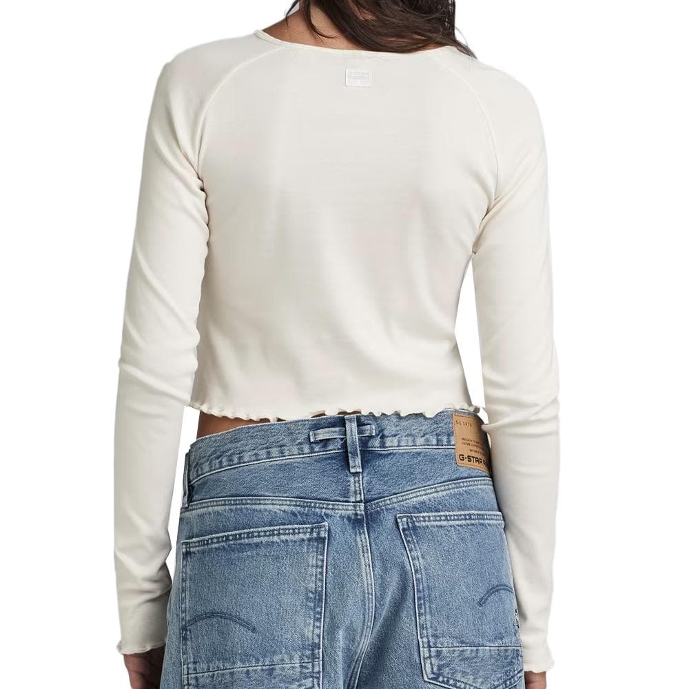T-shirt Manches longues Blanc Femme G-Star Cropped Baby Sis Raglan 2