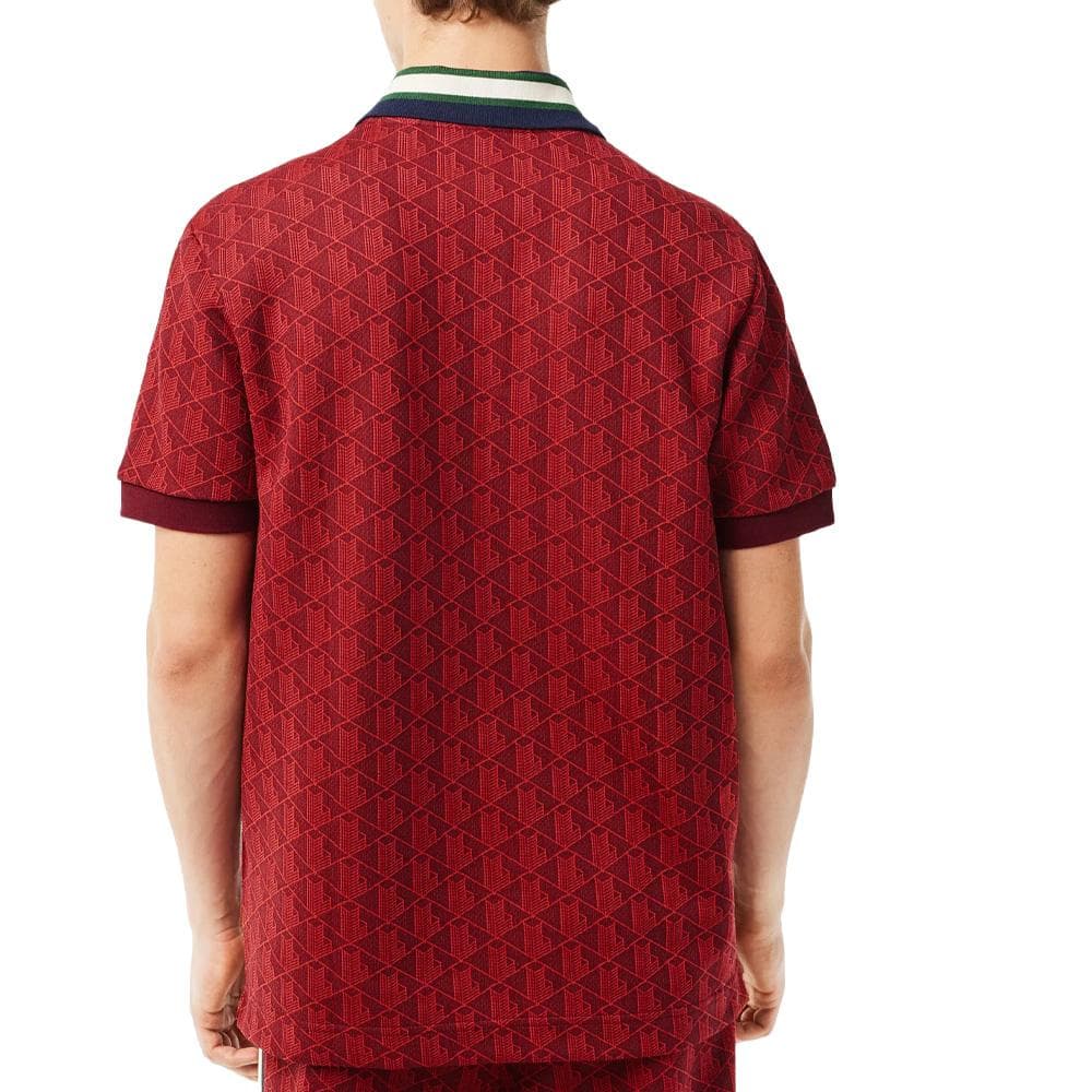 Polo Rouge Homme Lacoste Classic Monogram Jacquard 3