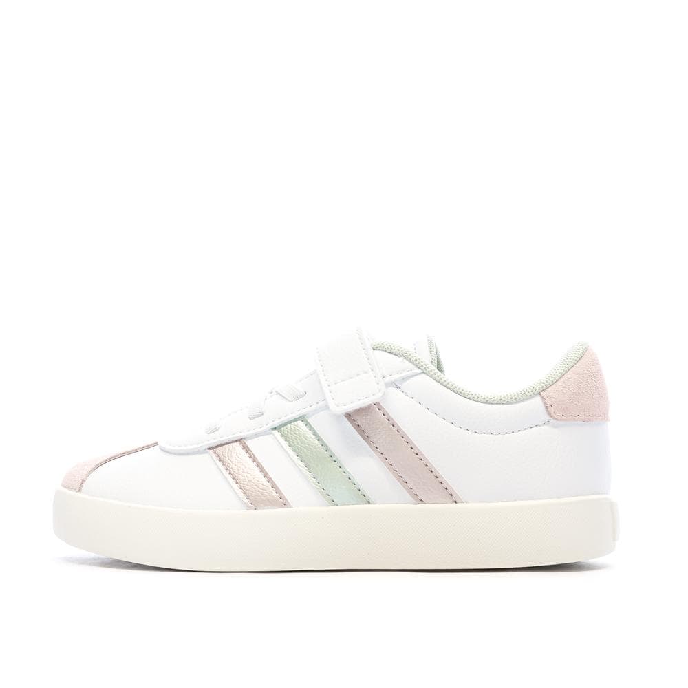 Baskets Blanches/Roses Fille Adidas Vl Court 1
