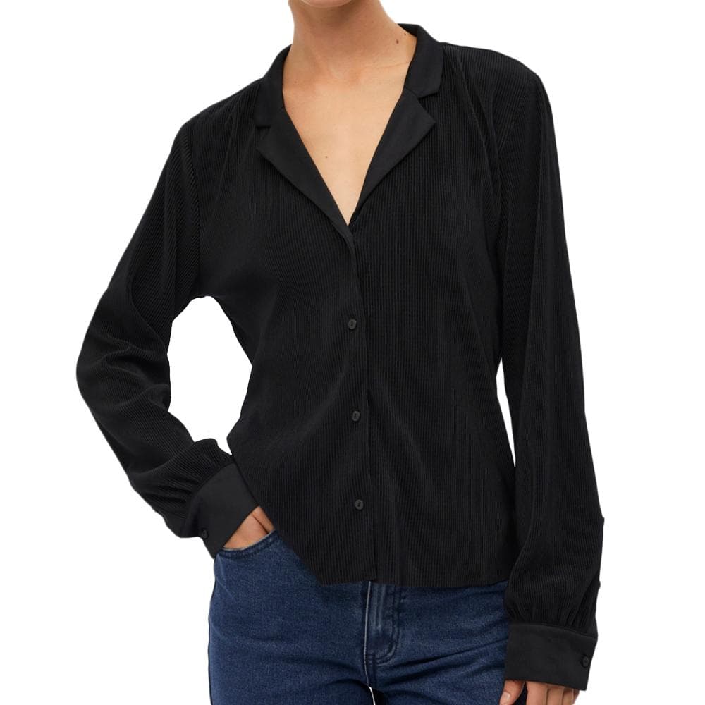 Chemise Plissé Noir Femme Object Shila 1