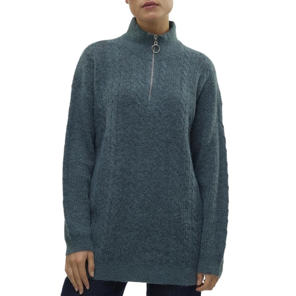 Pull 1/4 Zip Bleu Femme Vero Moda Mili 1