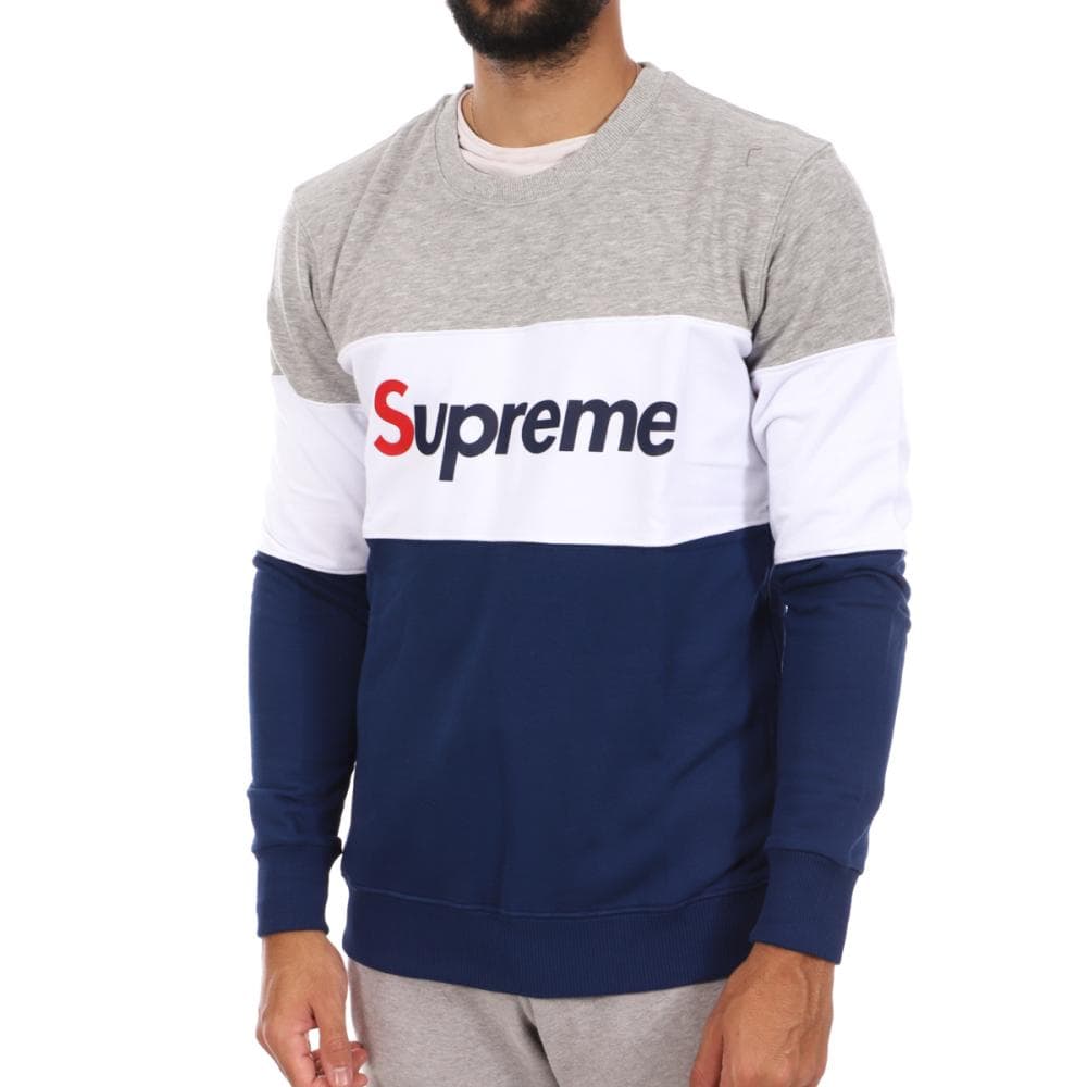 Sweat Gris/Blanc/Bleu Homme Supreme Grip Ital 1