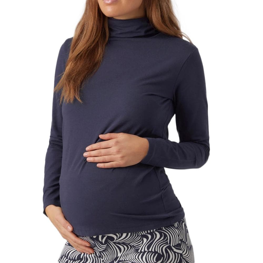 T-shirt Manches Longues Marine Femme Mamalicious Rollneck 1