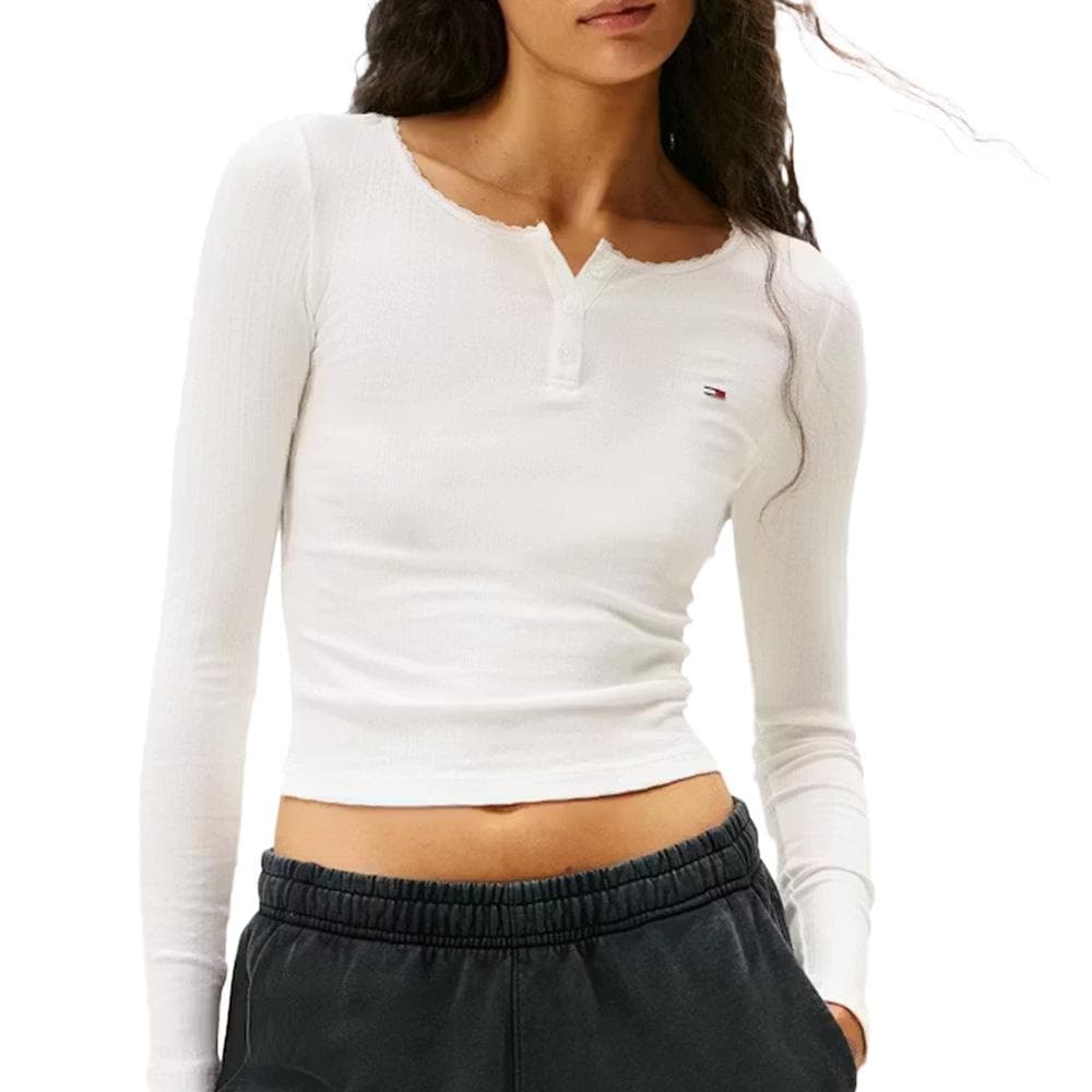 T-Shirt Manches Longues Blanc Femme Tommy Hilfiger DW0DW21575 1