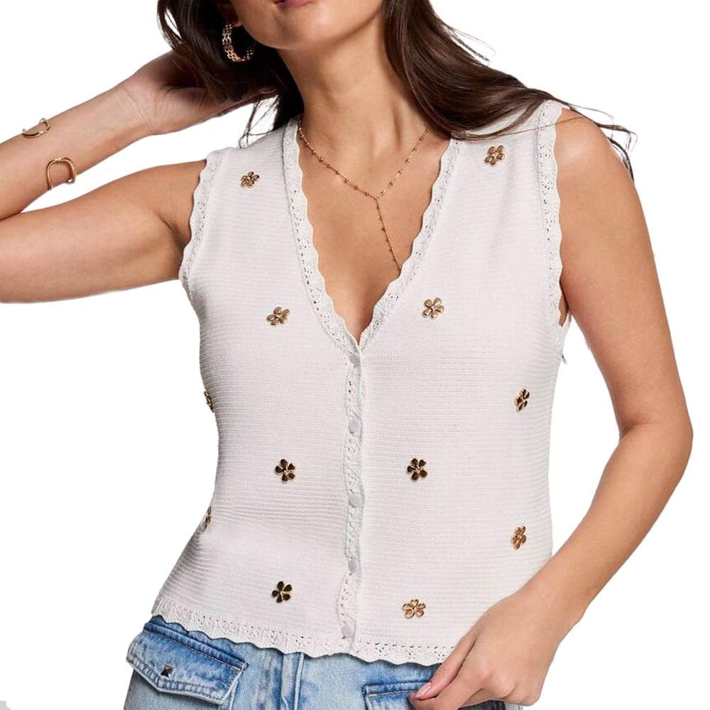 Gilet Sans Manches Blanc/Doré Femme Morgan MCLARI 1