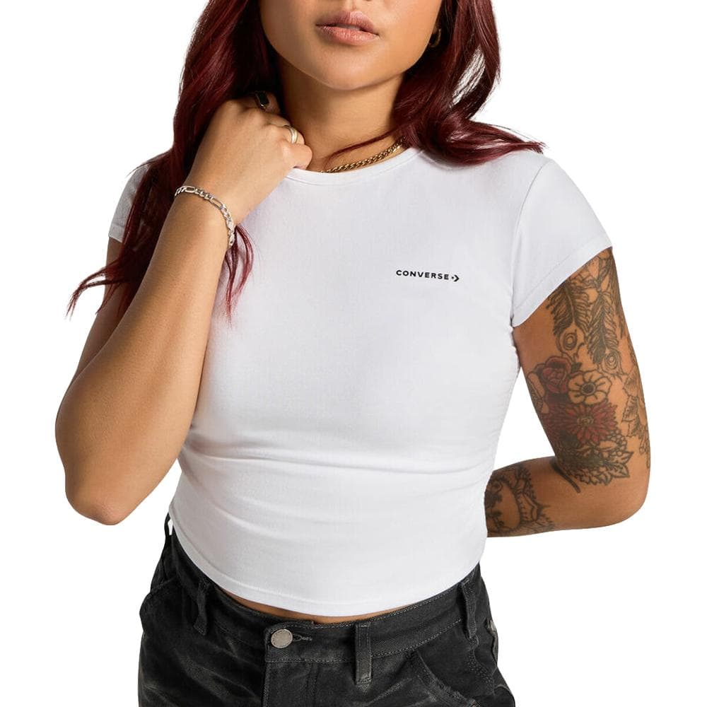 T-shirt Blanc Femme Converse Wordmark Fashion 1