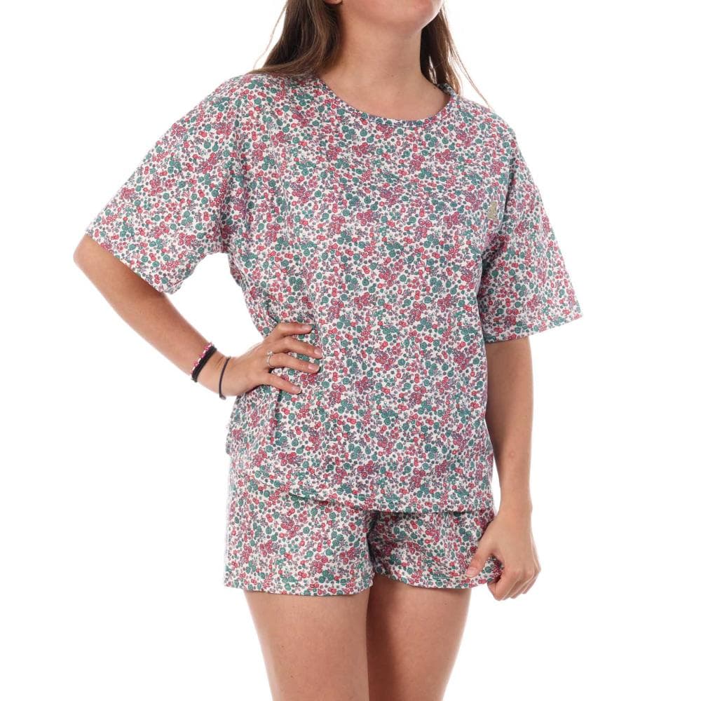 Pyjama Blanc/Rose/Turquoise Femme Lulu Castagnette Fleurs 1