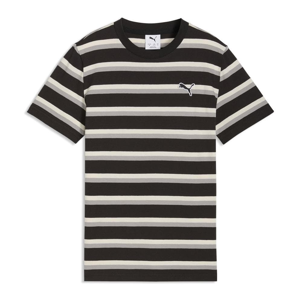 T-Shirt Noir/Gris/beige Garçon Puma Ess Elevated Striped 1