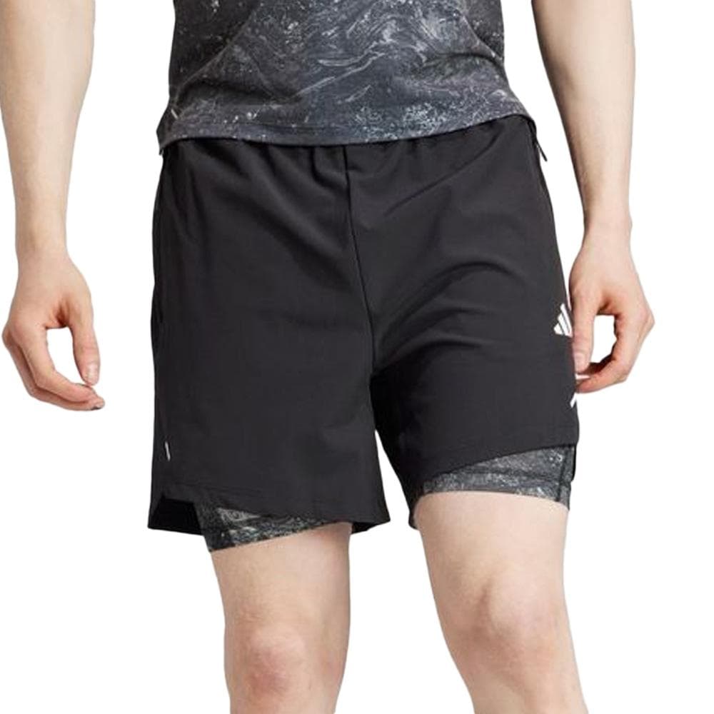 Short de Running Noir Homme Adidas Wo Pow 2in1 1