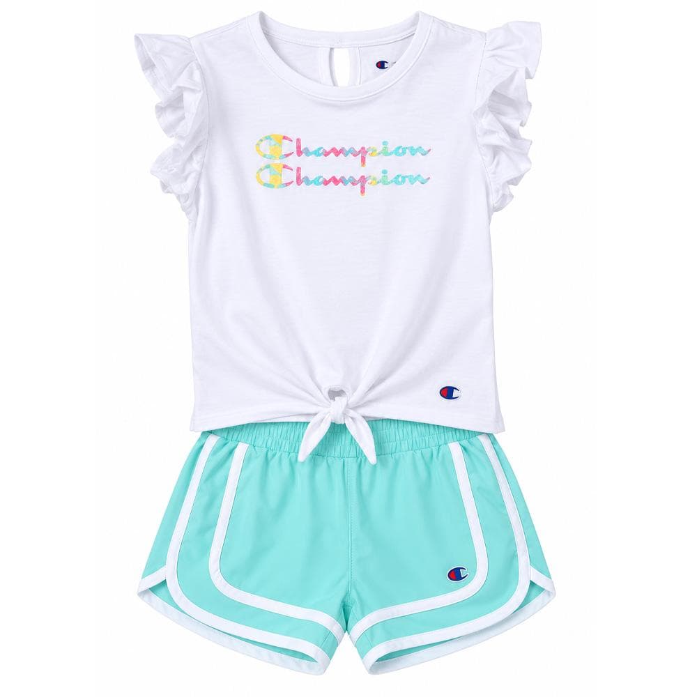 Ensemble Blanc/Turquoise Fille Champion C414ST888 1