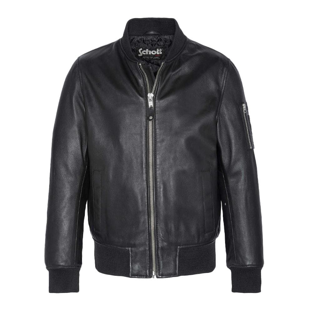 Veste en Cuir Noir Homme Schott LCBOMB 1