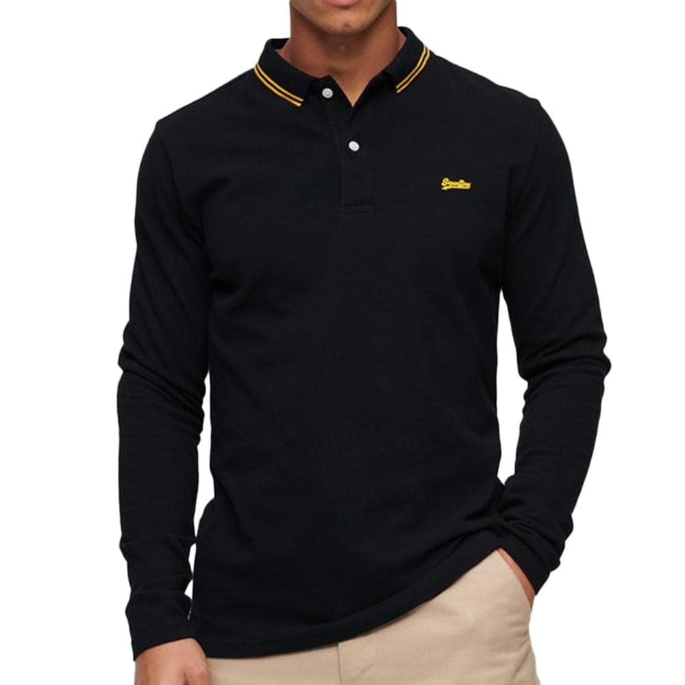 Polo Noir/Jaune Homme Superdry Vintage 1