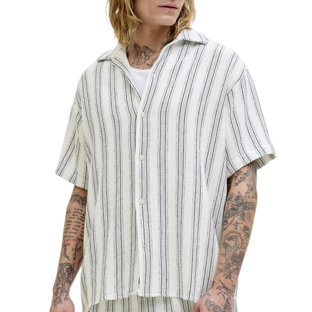 Chemise Rayure Blanc/Noir Homme Jack & Jones Stripe Resort 1