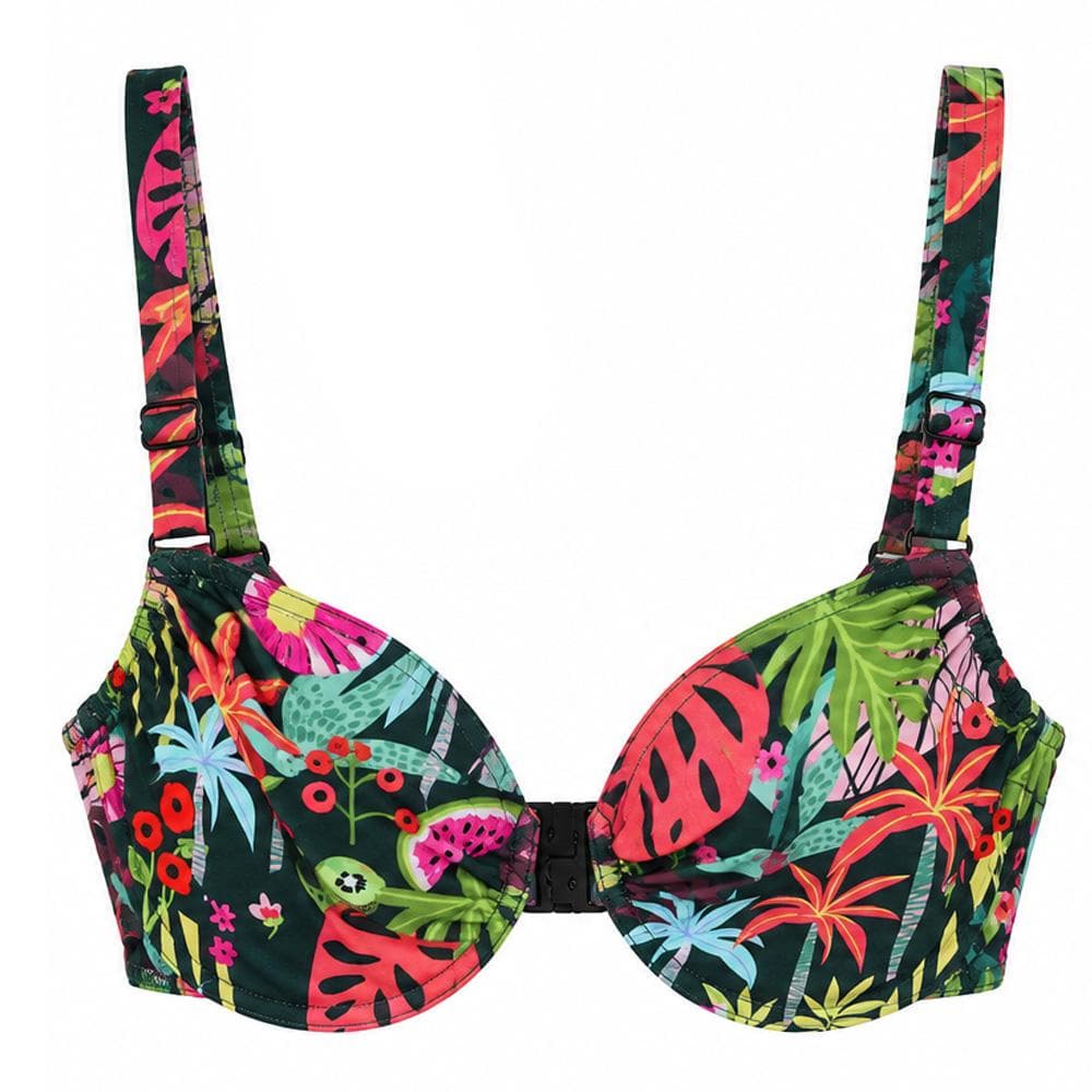 Haut de maillot de bain Vert/Rouge à Motifs Femme Grain de Sable Zigzag 1