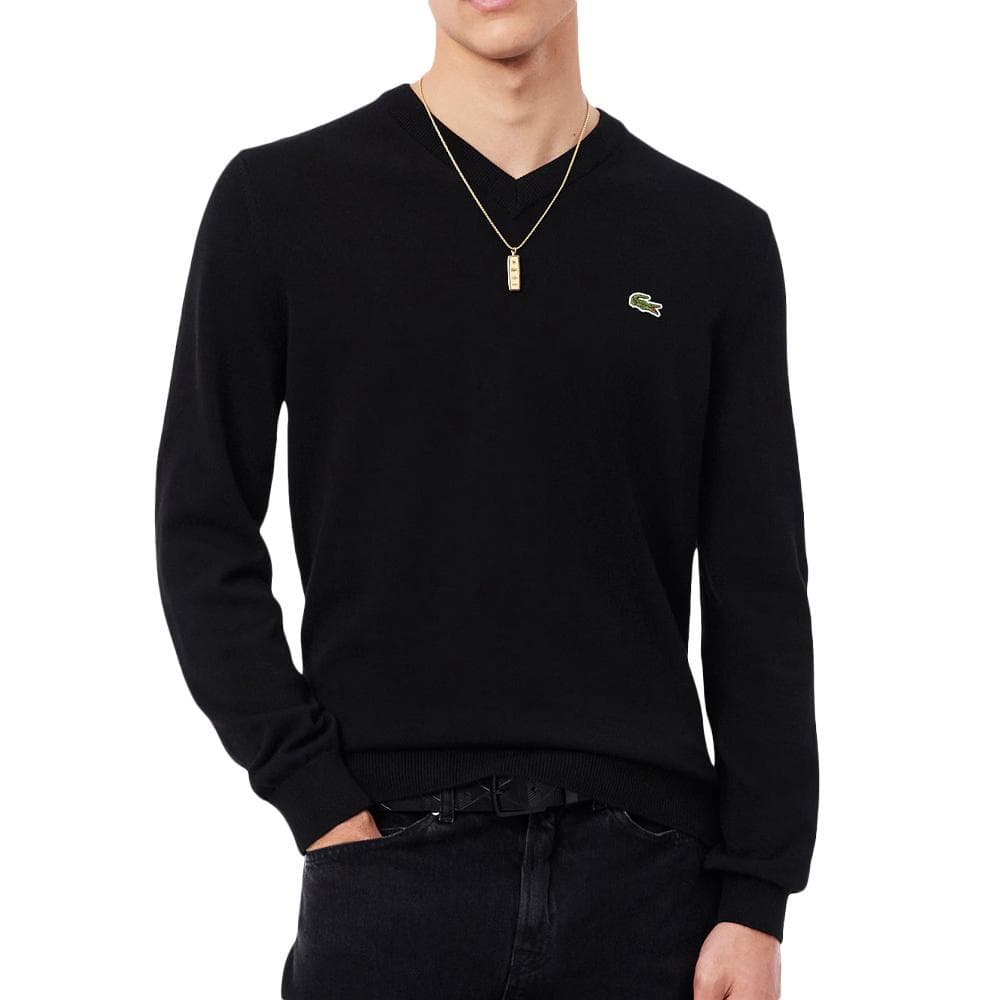 Pull Col V Noir Homme Lacoste AH1951 1