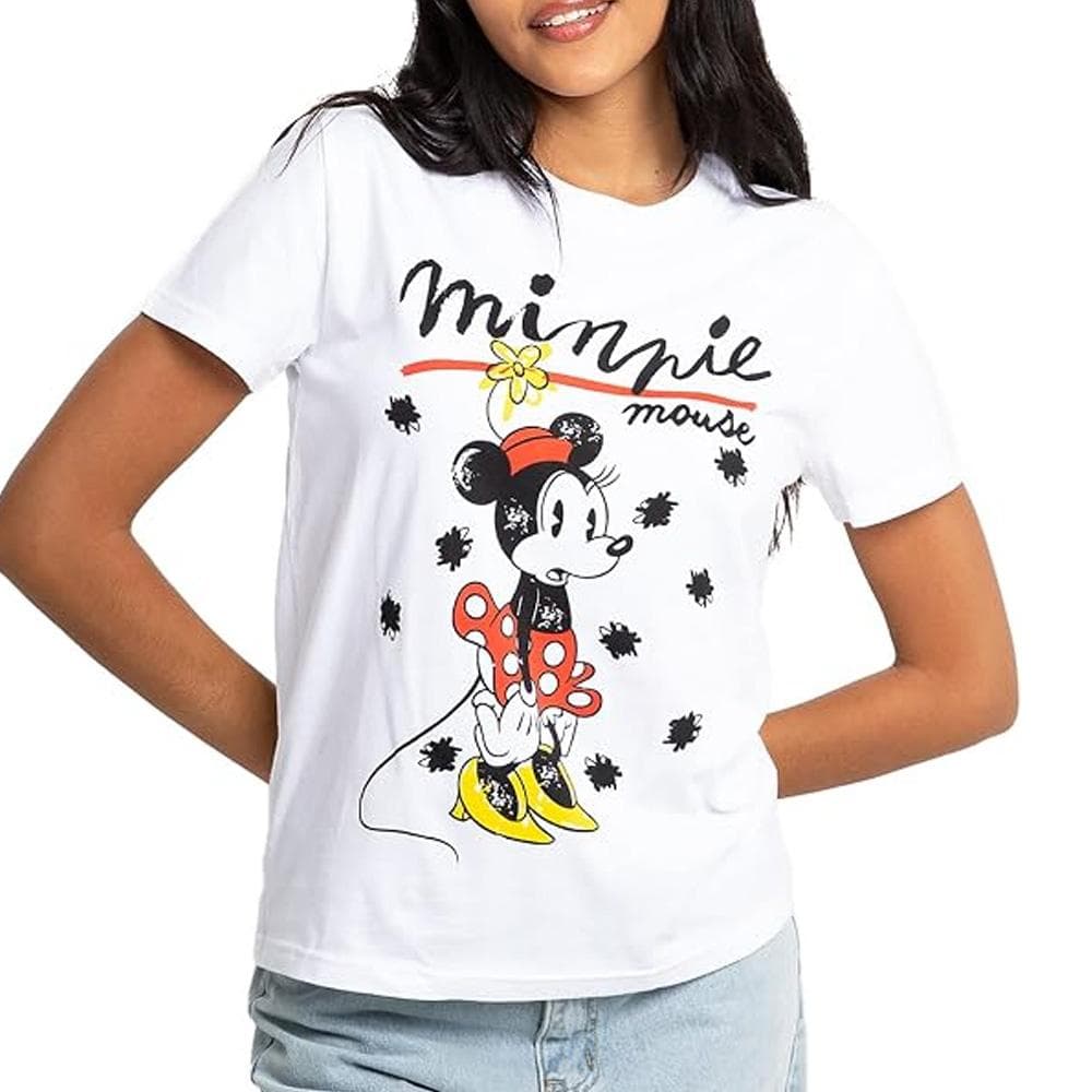 T-Shirt Blanc Femme Disney Minnie Scribble 1
