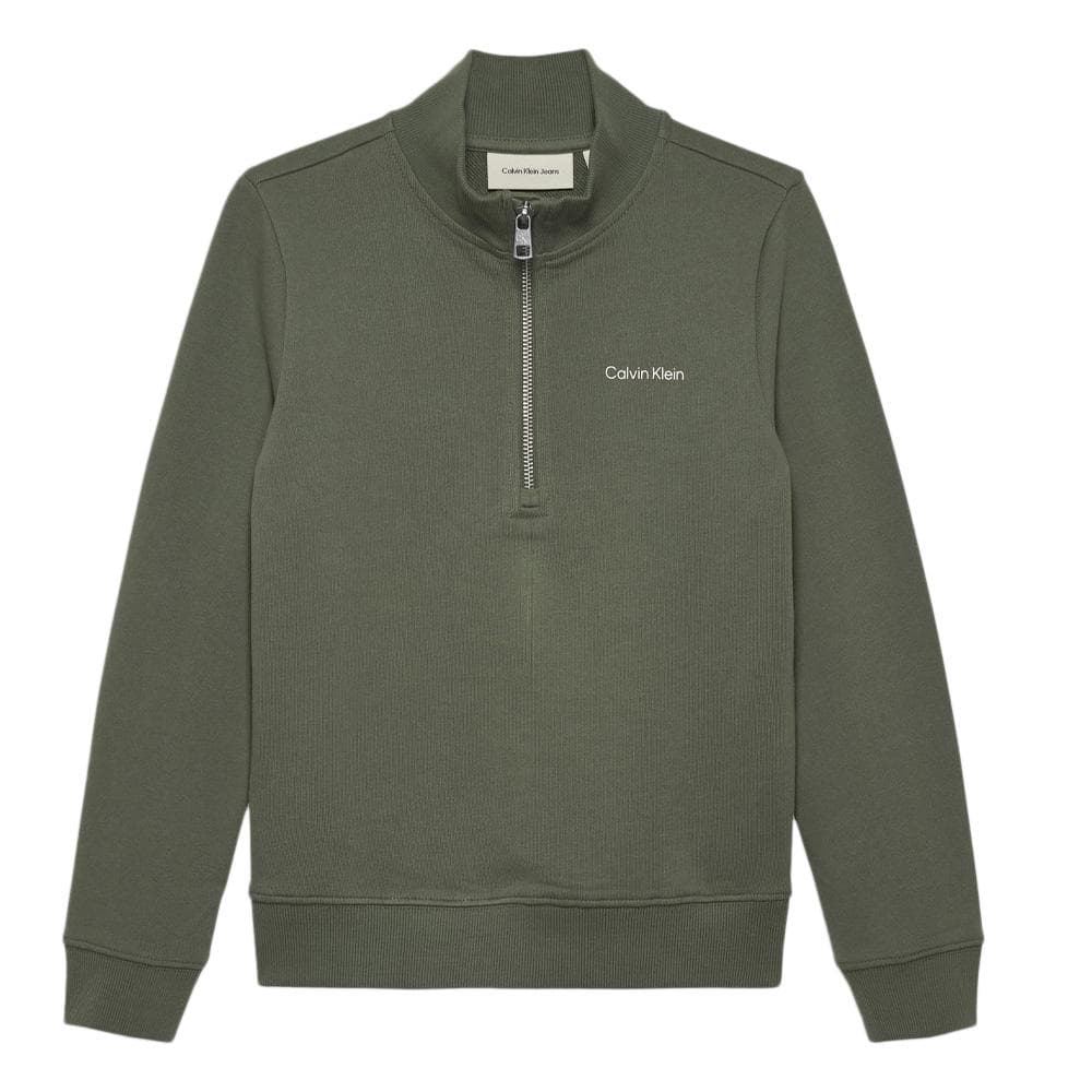 Pull 1/4 de Zip Vert Garçon Calvin Klein Jeans Chest 1
