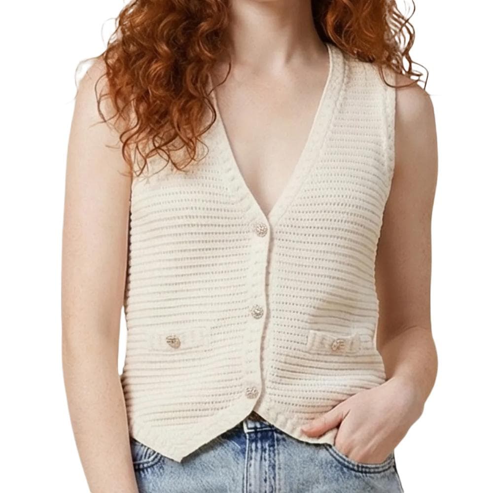 Gilet sans manches ivoire femme Morgan Coton 100% 1