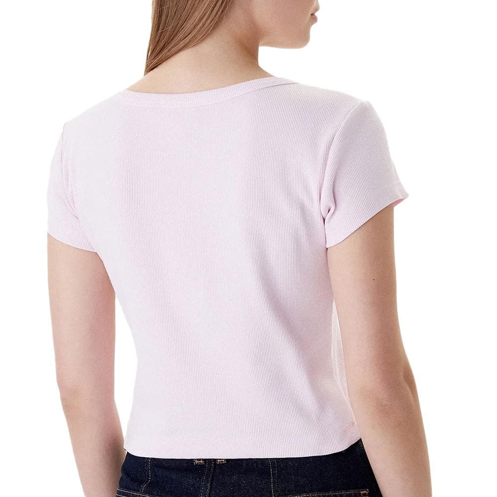 T-Shirt Rose Poudré Femme Calvin Klein Label 2x2 2