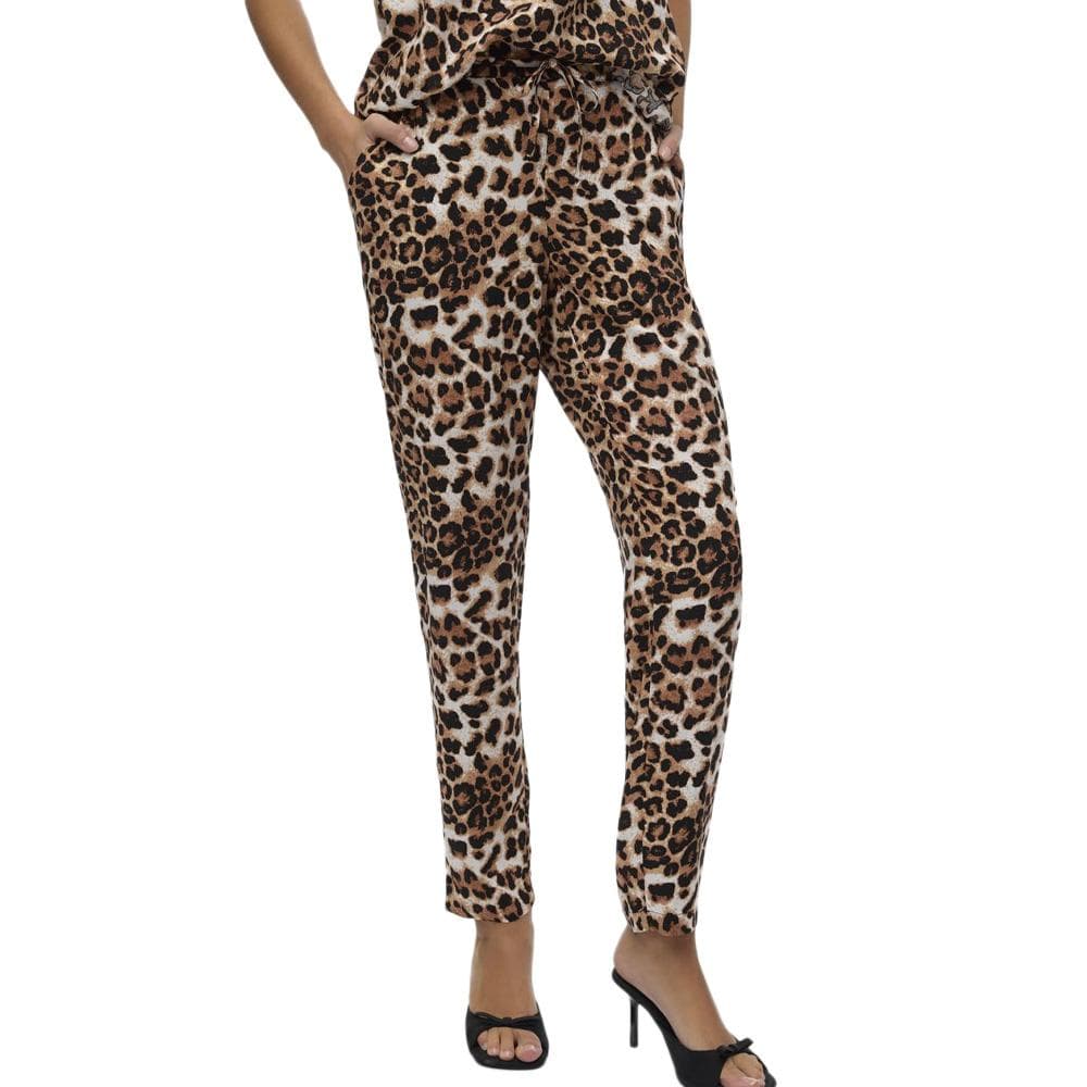 Pantalon fluide Léopard Noir/Beige Femme Vero Moda Easy Joy 1