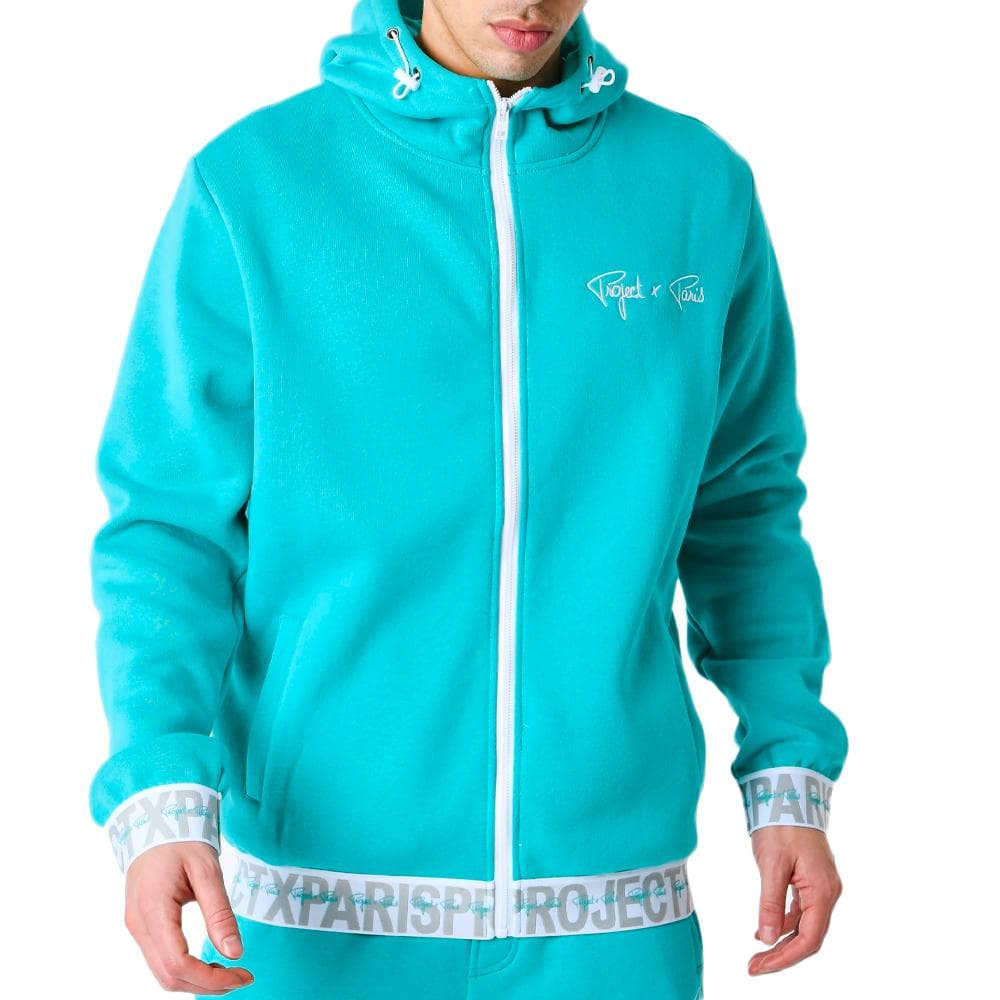 Sweat à Capuche Zippé Turquoise Homme Project X Paris Logote 1
