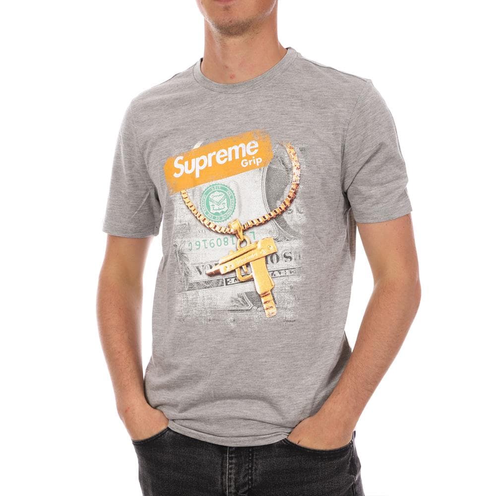 T-shirt Gris Homme Supreme Grip Gun 1