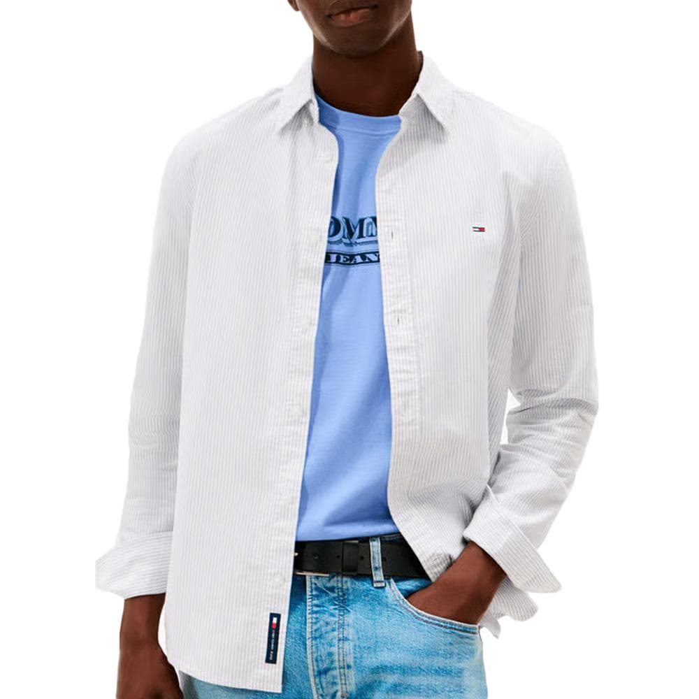 Chemise Rayures Bleu/Blanc Homme Tommy Hilfiger Slim Stripe 1