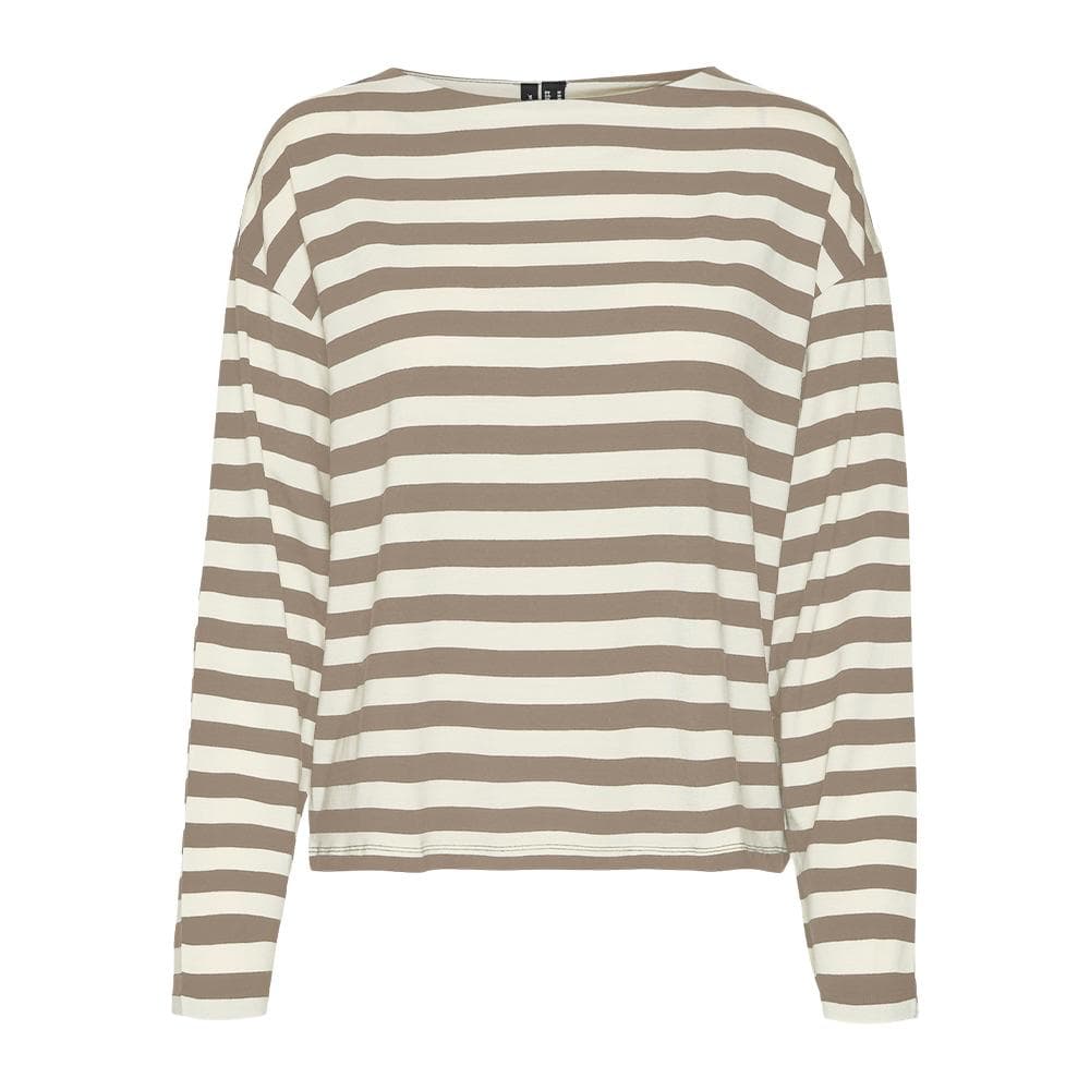 T-Shirt Manches Longues Marron/Blanc Femme Vero Moda Palma 1