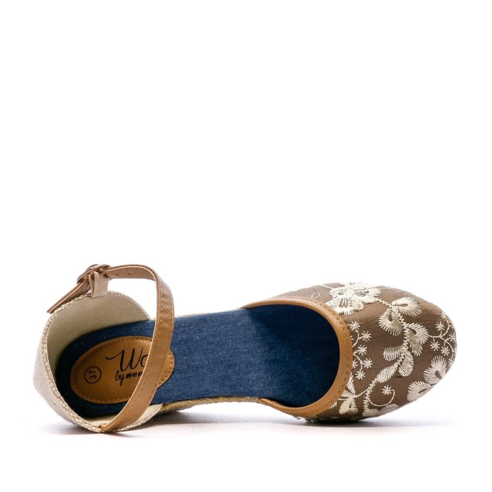 Sandales Compensées Marron/Fleurs Femme Beppi 4