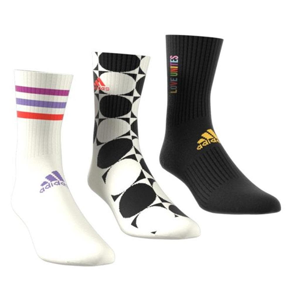 X3 Paires de Chaussettes Blanc/Noir Homme Adidas Pride 1