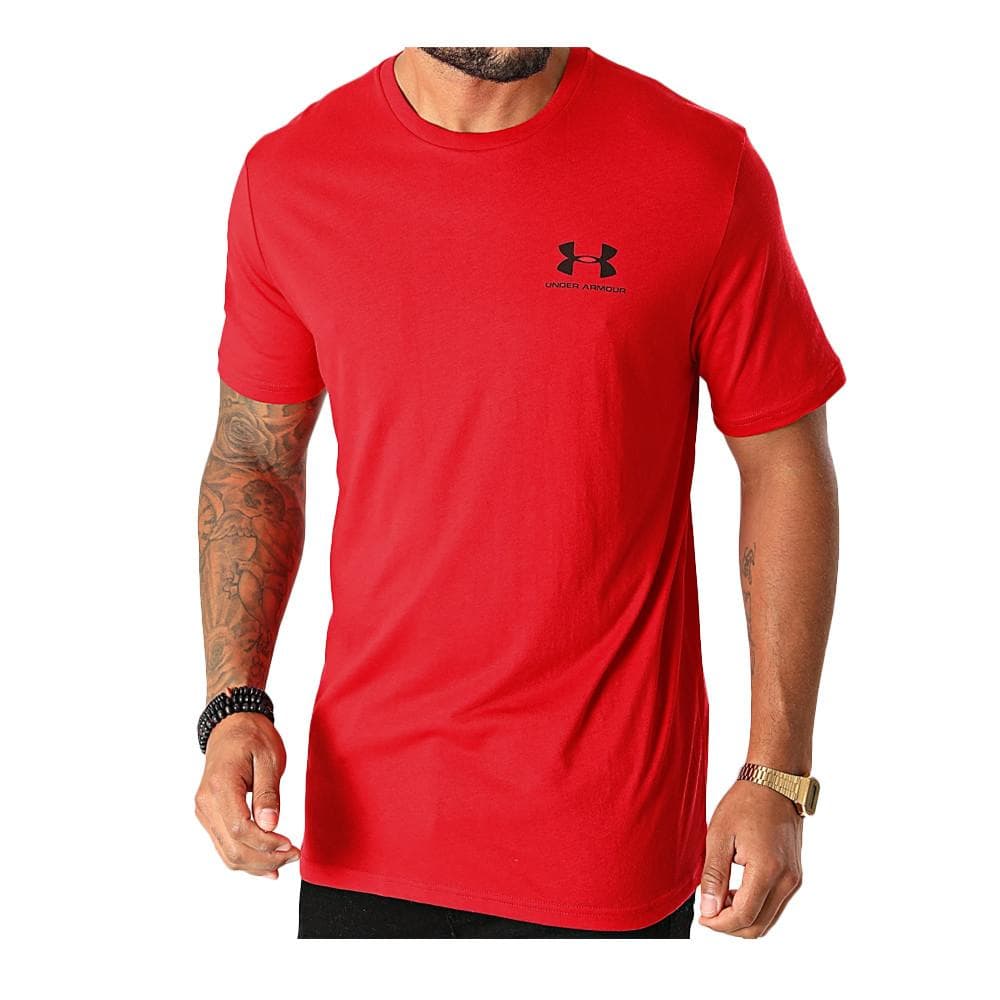 T-shirt Rouge Homme Under Armour Left Chest 1