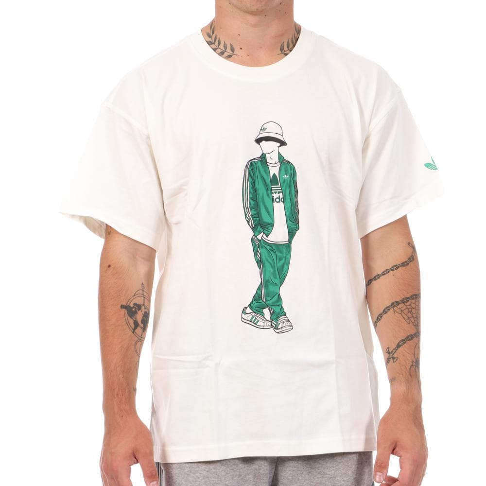 T-Shirt Blanc/Vert Homme Adidas Rn 1