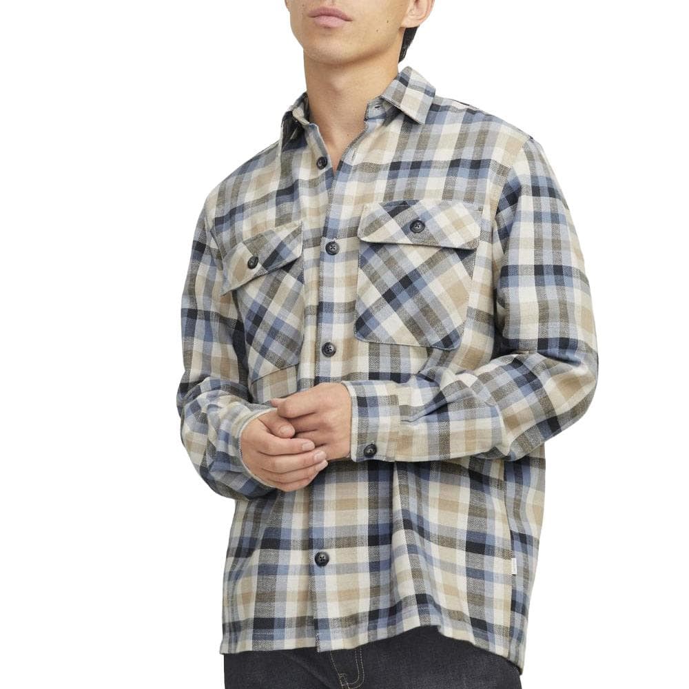 Chemise Beige/Marine Homme Jack & Jones Raymond 1