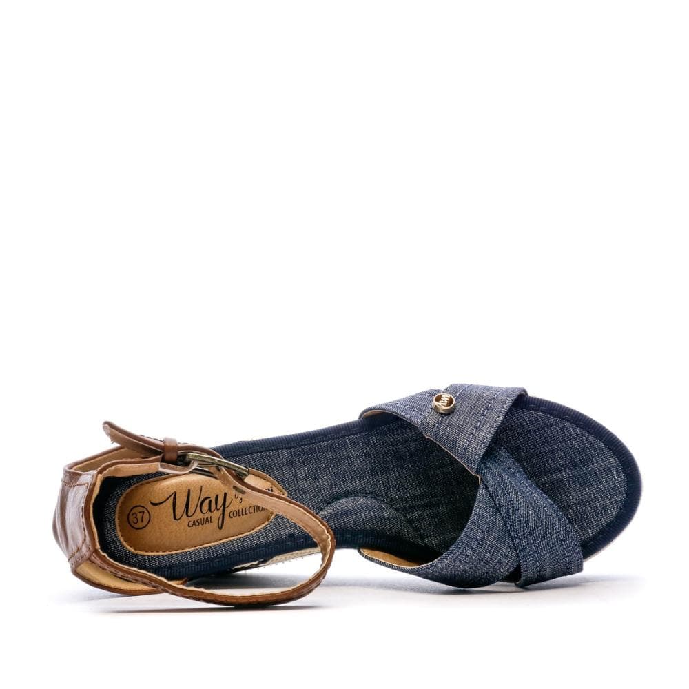 Sandales Compensées Bleu Jeans Femme Beppi 4