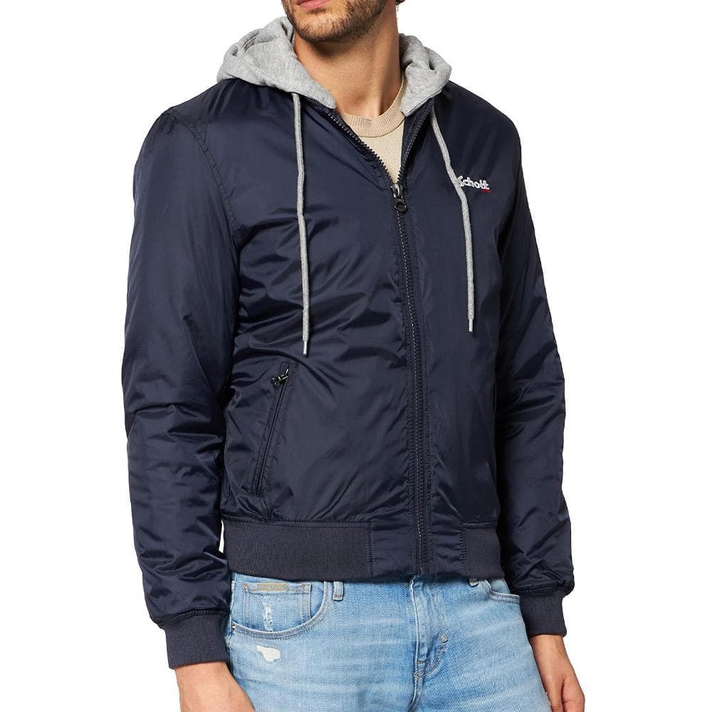 Bomber Bleu Homme Schott Bombers Capuche Amovible En Jersey Schott OREGON-KAK 1