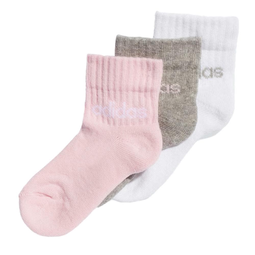 X3 Paires de Chaussettes Blanc/Rose/Gris Fille Adidas Kids 1