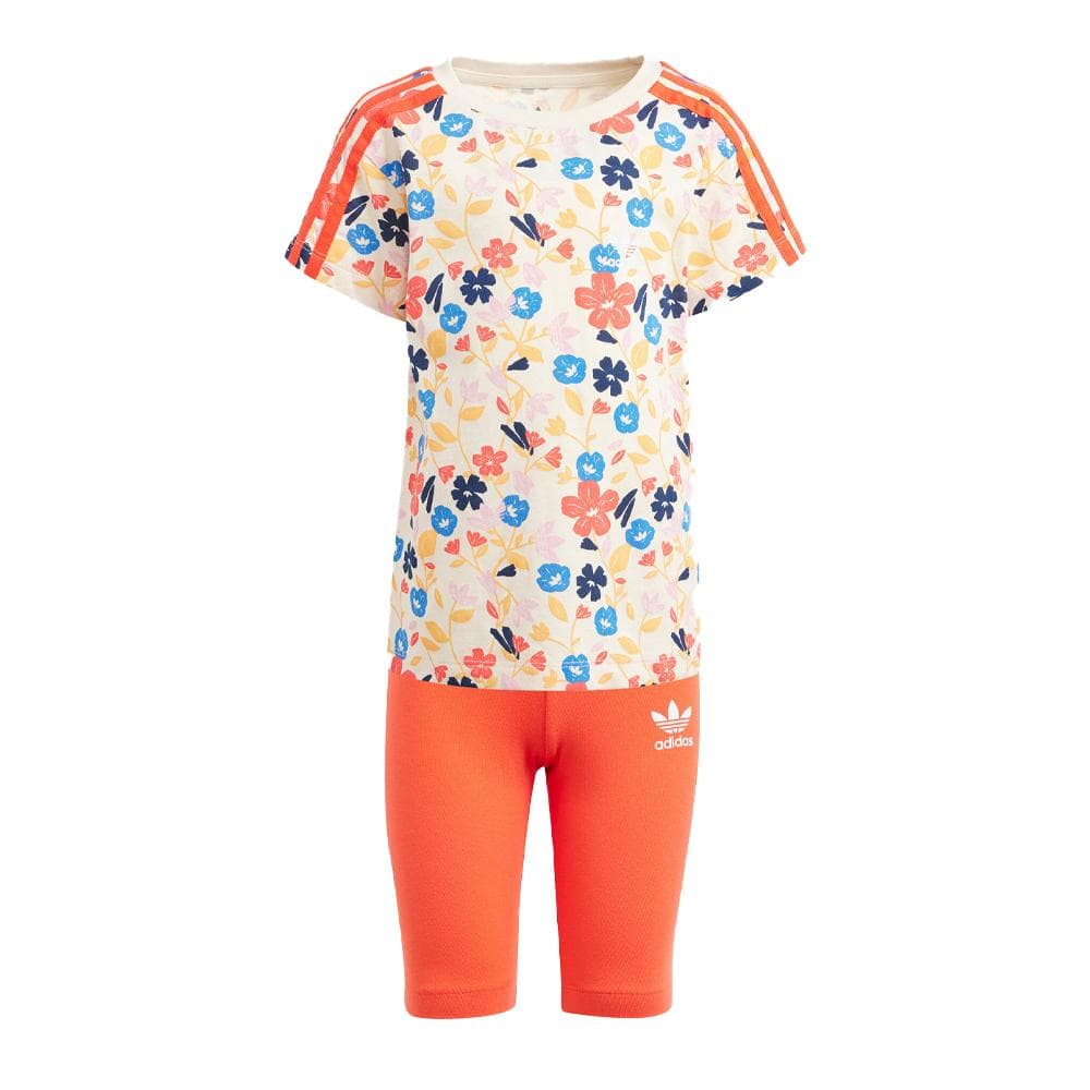 Ensemble survêtement orange Fille Adidas Cyc Short Tee S 1