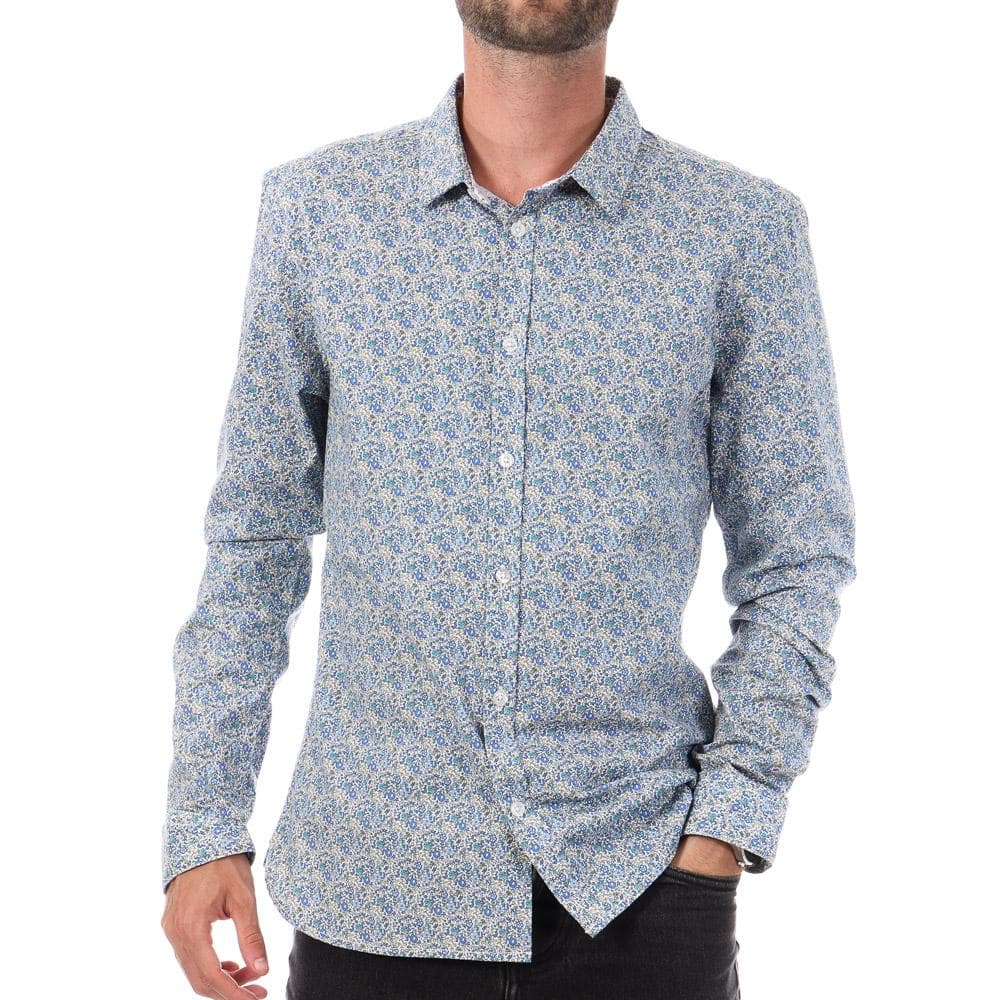 Chemise Bleu Fleuris Homme Teddy Smith Carton Strectch 1