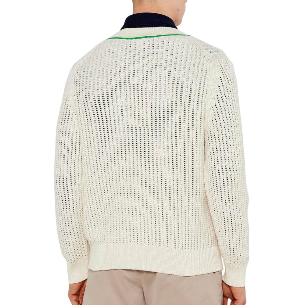 Pull Blanc Homme Lacoste Tennis Rayures 2