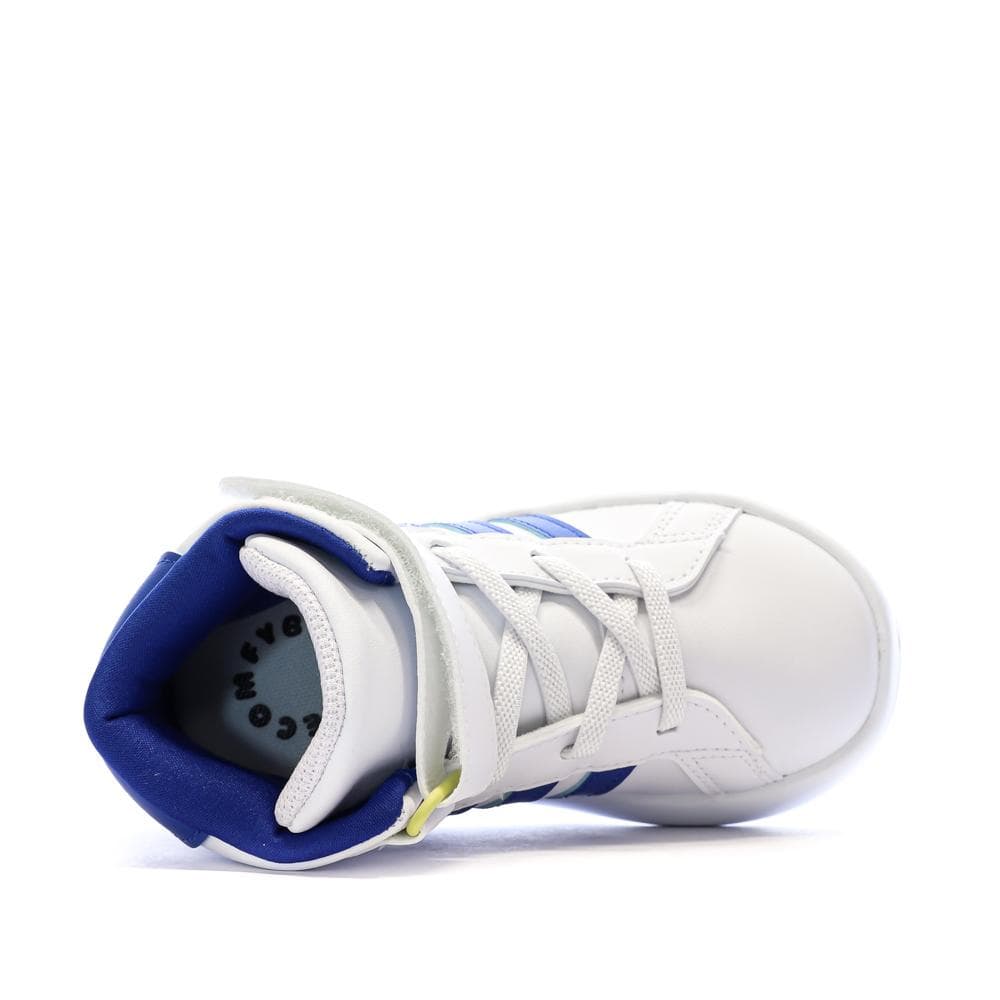 Baskets Blanches/Bleu Garçon Adidas Grand Court Mid 4