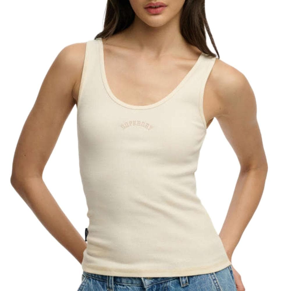 Débardeur Beige Femme Superdry Logo Scoop 1