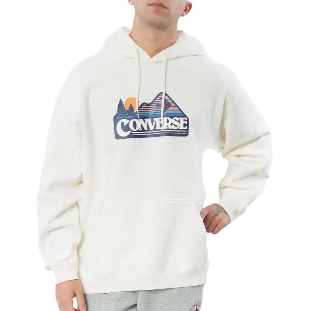 Sweat à Capuche Blanc Homme Converse Elevated Logo Graphic 1