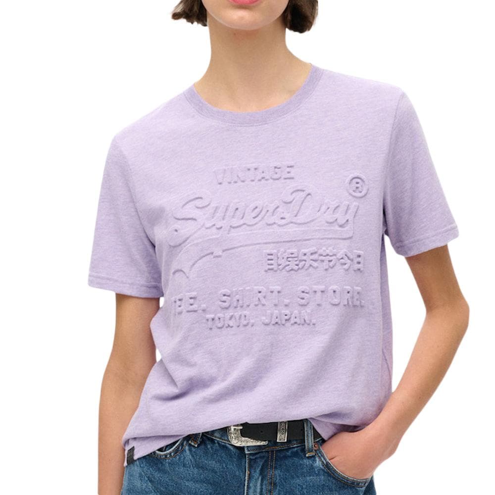 T-shirt Mauve Femme Superdry Embossed Vl 1