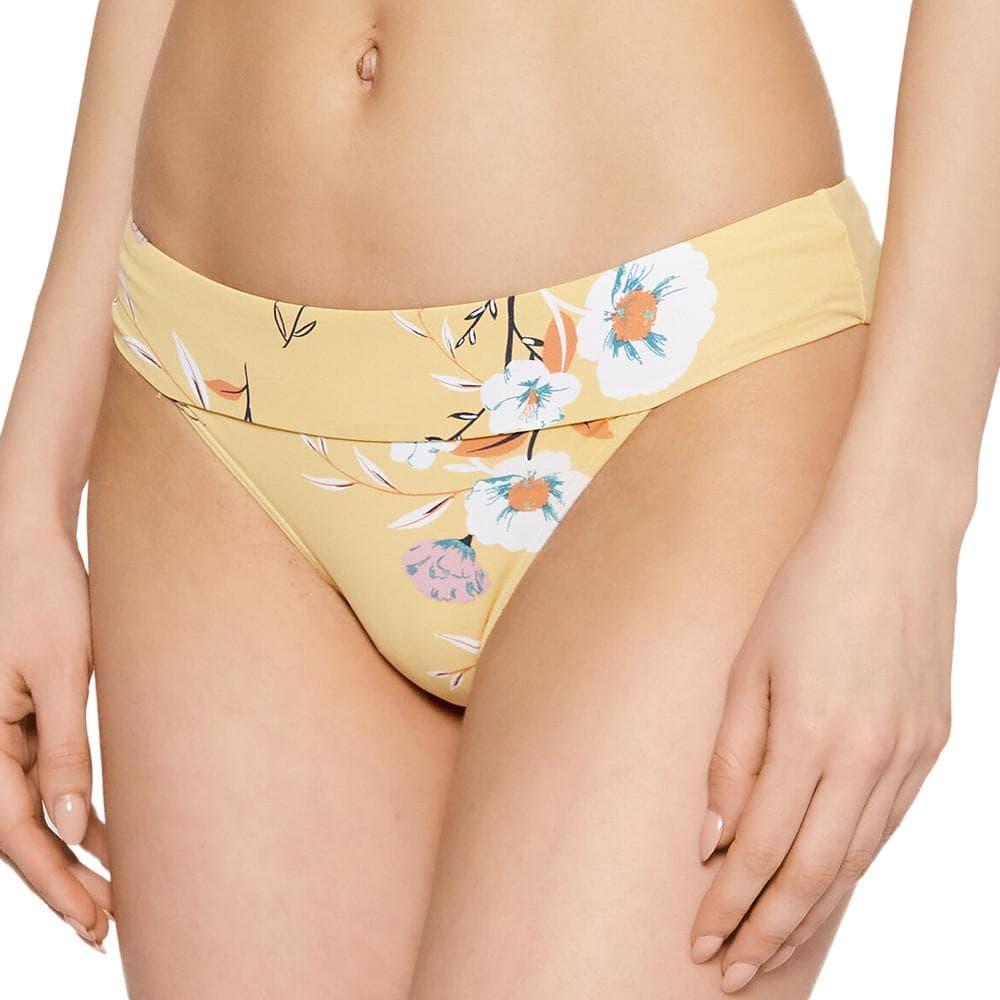 Bas de Bikini Jaune à fleurs Mi-haut Femme Roxy Lahaina Bay 1